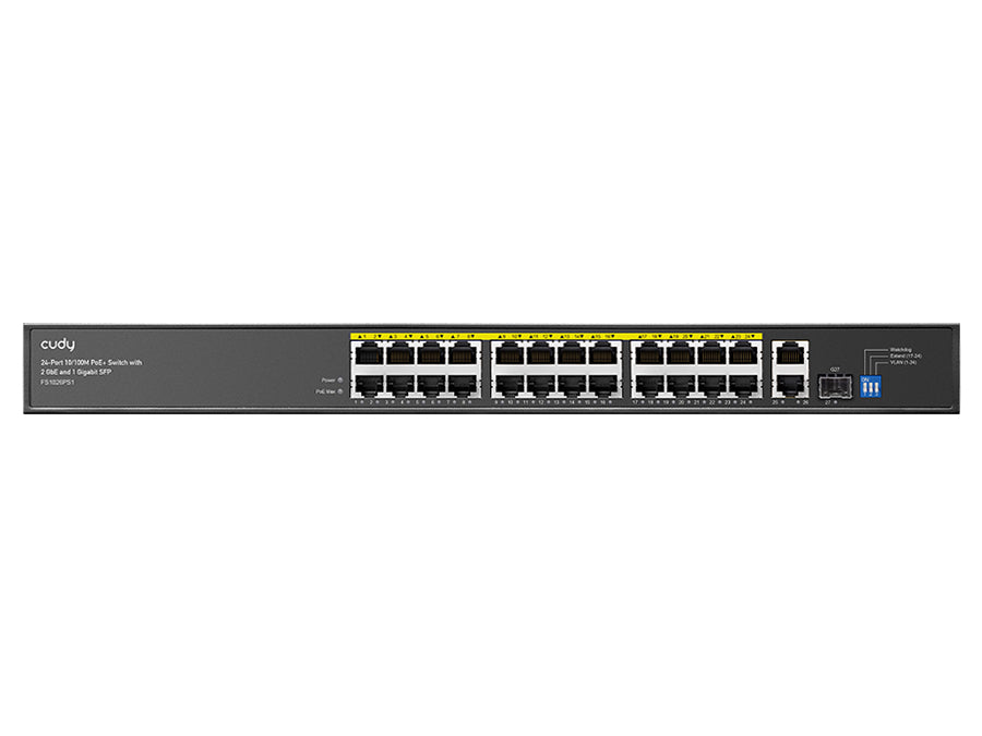 Cudy 24 Port Fast Ethernet PoE 290W 2 Gigabit 1SFP Switch - CD-FS1026PS