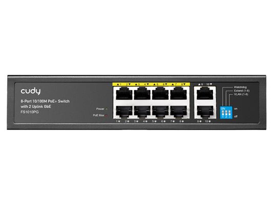 Cudy 8 Port Fast Ethernet PoE 115W 2 Gigabit Switch - CD-FS1010PG