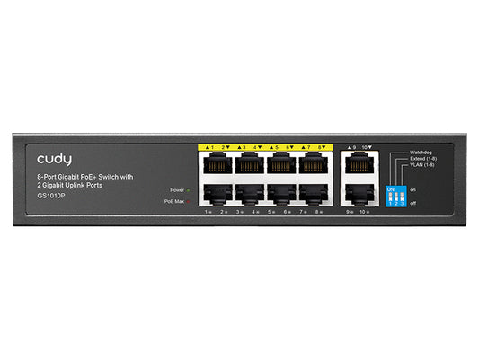 Cudy 10 Port Gigabit 8 PoE 100W PoE Switch - CD-GS1010P